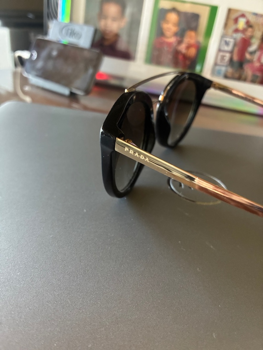 Prada Black and Gold Designer Sunglasses - Picture 6 of 7